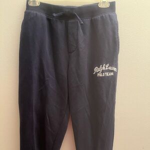 Polo Ralph Lauren Jogger Pants Sweatpants Size 14/16 Navy Blue & White Spell Out